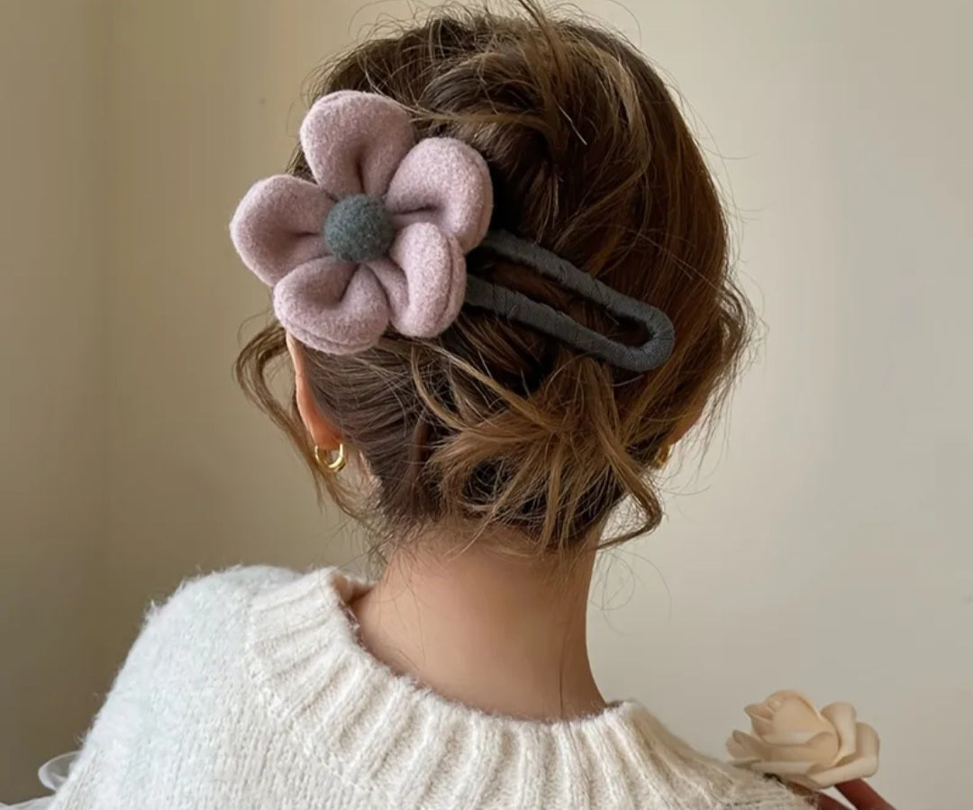 Large plush flower hair clip