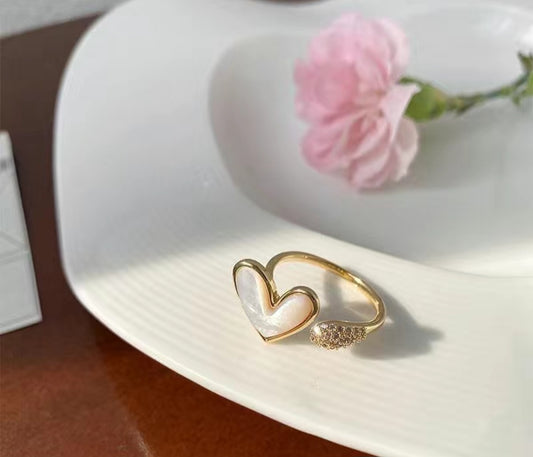 Love heart adjustable ring